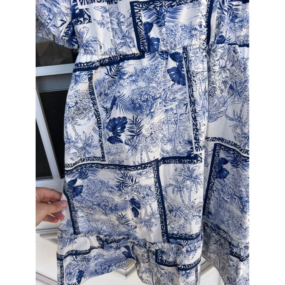Joie Tropical Toile Patchwork Button Front Tiered Mini Dress 14
